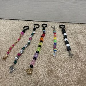 Five colorful keychains